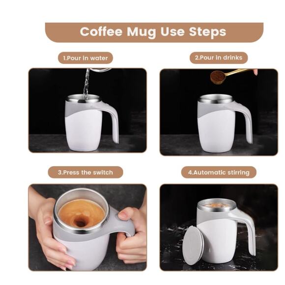Self Stirring Mug, Electric Self Mixing Auto Magnetic Recharge 380ML Stainless - Picture 6 of 6